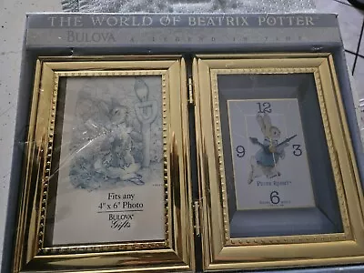 Beatrix Potter/Tales Of PETER RABBIT  Golden BULOVA Framed Clock & Picture Set! • $9.99