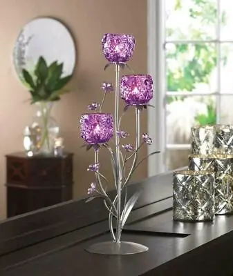 $60 • Buy Large Purple Fuchsia Flower 18  Candelabra Candle Holder Wedding Centerpiece