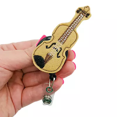 Violin Badge Reel Music Instrument ID Holder Orchestra Teacher Name Tag Clip • $14.99