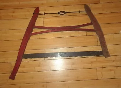Vintage Antique Wooden Buck Bow Saw Wood Primitive Rustic Home Farm Tool 27  Red • $17.52