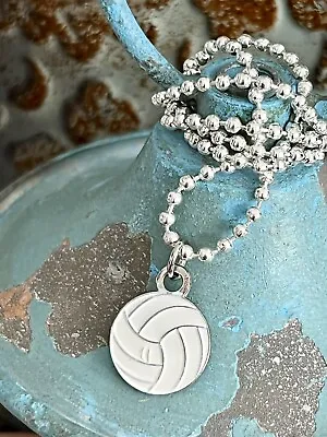 Silver Volleyball Necklace. Go Team! Sports Fan. • $7.99