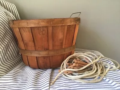 Vintage 1/2 BUSHEL BASKET LAUNDRY Country Rustic Primitive FARMHOUSE 10x14”WORN • $34