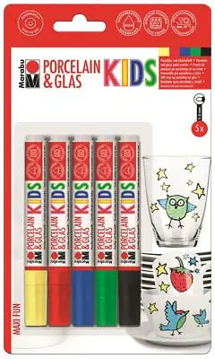 Marabu Porcelain & Glas Painter Kids Marker Pen Set Maxi Fun (5pk) • £18.05