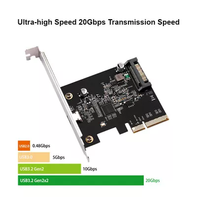 PCI Express PCI-E 3.0 X4 To USB 3.2 Gen2 X2 Type C 20Gb/s Expansion Card   • $34.97