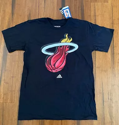 Adidas Go-To Tee NBA Miami Heat Basketball New Black Cotton Men's T-Shirt M • $14.99