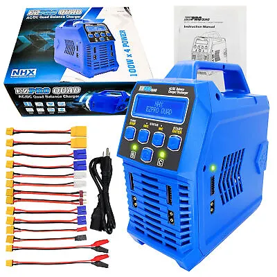 NHX RC EZPRO QUAD 100W X4 AC/DC 12A LiPo/Li-HV/NIMH Battery Balance Charger • $199.95