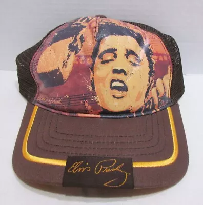 ELVIS PRESLEY SNAPBACK CAP MESH TRUCKER HAT By BIO-DOMES ADJUSTABLE BROWN  • $11.99