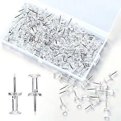 £4.99 • Buy 200 Push Pins For Cork Board Thumb Tacks Clear Head Notice Display Board DIY Pin