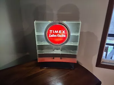 Vintage Timex Lighted Electric Watches Store Counter Display Plastic Shelves  • $220