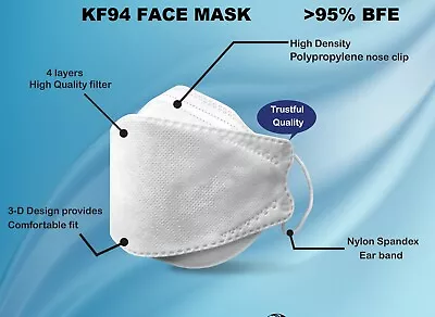 KF94 Mask Protective Comfortable Filter 3D Mouth Face Cover Fish Mask 4 Layer • $19.99