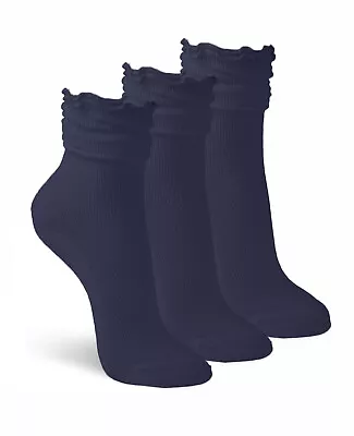 $12.99 • Buy Jefferies Socks Womens Ankle Ruffle Cotton Casual Dress Cuff Slouch Socks 3 Pack