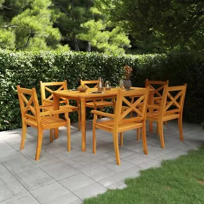 $771.95 • Buy 7 Pcs Wooden Outdoor Dining Set Garden Table And Chairs Rustic Style Furniture