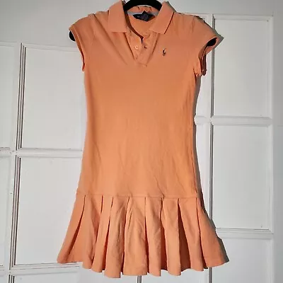 Ralph Lauren Orange Sherbet Polo Dress Tennis Classic Girls XL 16 Vintage Style • $8.50