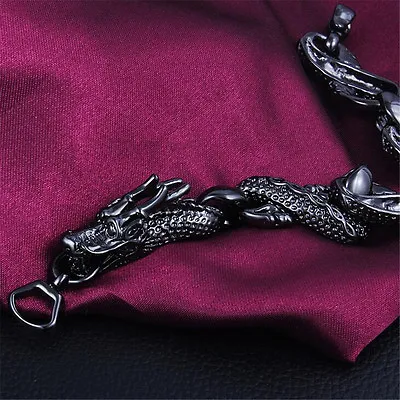 925 Silver Jewelry Men Women Personality Personality Black Dragon Bracelet S25 • $3.59