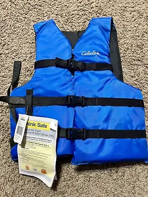 Cabela's Boating Skiing Life Vest Adult Chest Size 30-52” Blue Type III PFD • $20.99