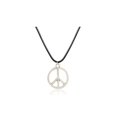 Silver Peace Sign Necklace Chain Quirky Kitsch Fashion Costume Jewellery Gift • £2.49