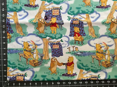 Cute Winnie The Pooh Visits Doc Owl Medical Theme Scenic 58 Inch Wide Fabric BTY • $9.25