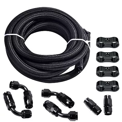 6AN 8AN 10AN Nylon Braided Fuel Line Kit Oil/Gas/Fuel Hose End Fittings Kit • $11.99