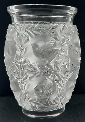 Vintage Lalique Bagatelle Clear Frosted Crystal Glass Flower Vase France Birds • $549.95