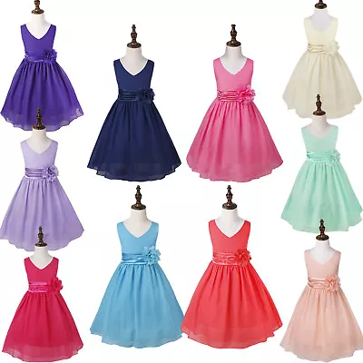 Flower Girl Dress Party Wedding Bridesmaid Birthday Formal Pageant V-neck Gown  • $14.95