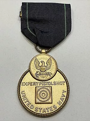 Vintage USN Navy Expert Pistol Shot Military Medal Crimp Broach  • $9.95