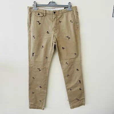 Ralph Lauren Mens Trousers Beige All Over Flying Duck Hunting Embroidered 34/34 • $161.73