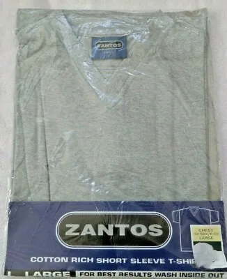 £12.99 • Buy Zantos V Neck  Men's T Shirt Grey Marl Size L NOS Sealed Bag Cotton Rich Gift