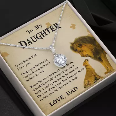 Necklace To My Daughter Lion Lion Dad Necklace Gift Daughter Birthday Gift • $28.99