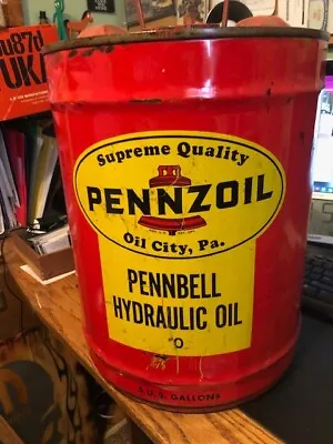 Vintage PENNZOIL 5 Gallon Motor Oil Can  Hydraulic General Purpose Mancave NO. 0 • $85