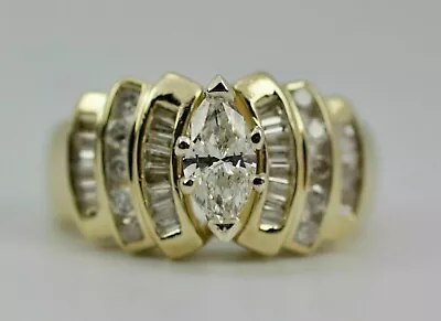 2.20Ct Marquise Cut Lab-Created Diamond Wedding Ring In 14K Yellow Gold Plated • $80