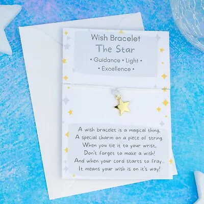 Gold Star Wish Bracelet Tie On And Make A Wish! School Party Bag Fillers Gifts • £3.49