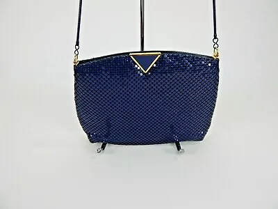 Navy Blue Metal Mesh Purse W/ Metal Strap • $18