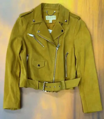 Michael Kors - Medium Marigold Suede Moto Jacket MF81EMZ061 • $186.99