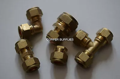 10mm Brass Compression Fittings-Straight Elbow teeplumbingcopper Pipenew • £83.75