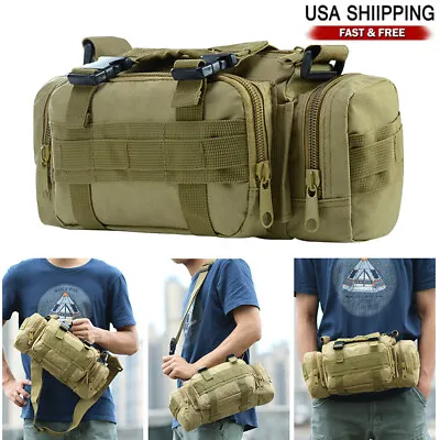Men's Military Chest Fanny Shoulder Waist Bag Camo Hunting Molle Camping Pack • $13.99