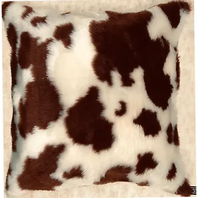 Brown Fresian Cow Faux Fur Fluffy Cushion Cover Case Fits 18  X 18   • £10.99