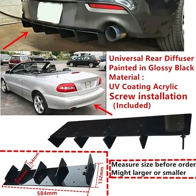 23x5  For Volvo C70 1999-2004 Rear Bumper 5 Shark Fins Diffuser Splitter Black • $39.95