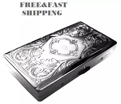 Retro Cigarette Case Victorian Style Metal Holder For Regular King And 100'S Si • $8.98