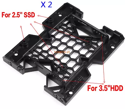 2 Pcs 5.25  To 3.5/2.5 SSD HDD Metal Adapter Mounting Bracket Hard Drive Holder • $10.98