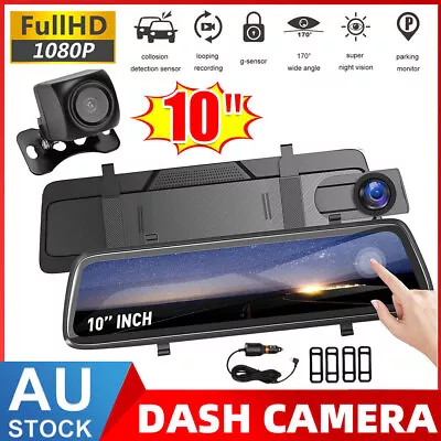10  1080P Car Dash Camera Front And Rearr Mirror View DVR Recorder Reverse Kit • $56.99