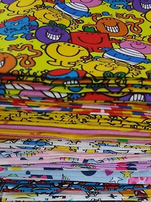 Fat Quarters Fabric Flat Fats Quilting Cotton Various-Spiderman Minnie Mr Men • $6.50