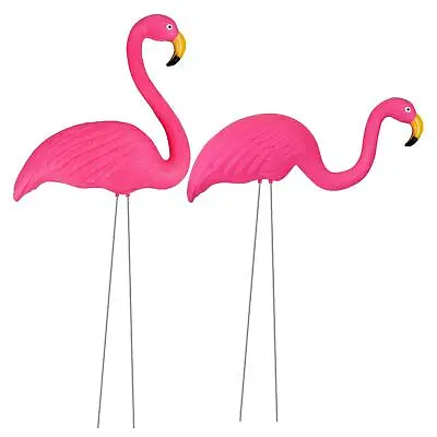 Garden Flamingo Set Of 2 Pink Yard Lawn Statue Party Ornament Outdoor Art Decor • £9.99