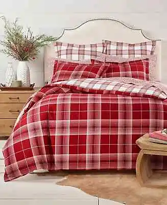 Martha Stewart Dear Santa Plaid Reversible Flannel TWIN Duvet Cover • $39