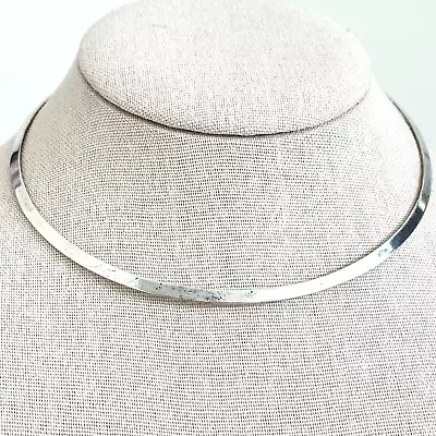 Vintage 925 Sterling Silver Modernist Round Collar Choker Style Ladies Necklace • $59.99