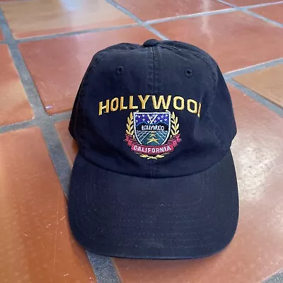 Vintage Captain Travel Strap Back Hat Black Hollywood California Ball Cap Vtg • $42.74