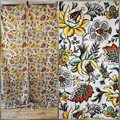 £27 • Buy Vintage 60s 70s  Sunfield 'Michelle' Botanical Floral  Curtains W. 192  L 79  
