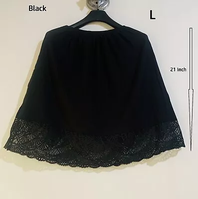 Women Cotton Underskirt Waist Skirt Half Slip Petticoat Skirt Black L Size • £6.41