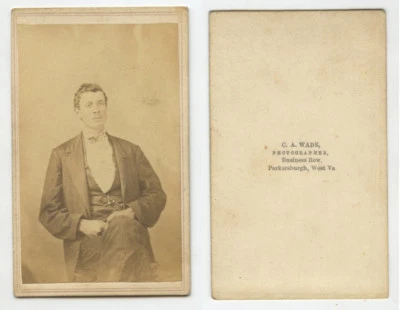 $24.98 • Buy Man, Nice Suit + Tie, Cdv Studio Portrait By Wade, Parkersburgh, W Va