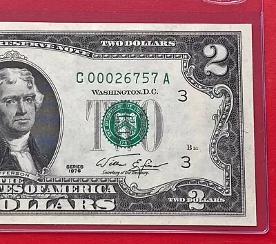 1976 $2 TWO DOLLAR BILL ( PHILADELPHIA C ) Uncirculated • $12.50