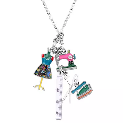 Enamel Alloy Shears Sewing Machine Ruler Iron Necklace Pendant Charms Jewelry • $7.99